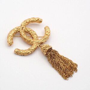 CHANEL CC Logo Pin Brooch 95A Gold GHW France Accessory Vintage 42RL744